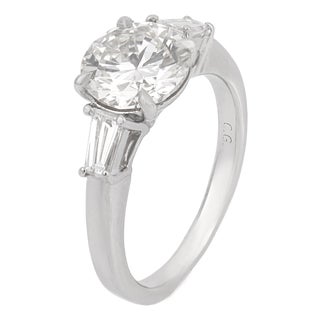 1950s Mid Century Gia 1.63 Carat Diamond Platinum Engagement Ring, Size 5 For Sale