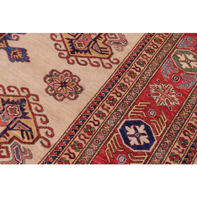 Shabby Chic Tribal Super Kazak Ivory/Red Wool Rug - 8'9'' X 11'8'' For Sale In New York - Image 6 of 10