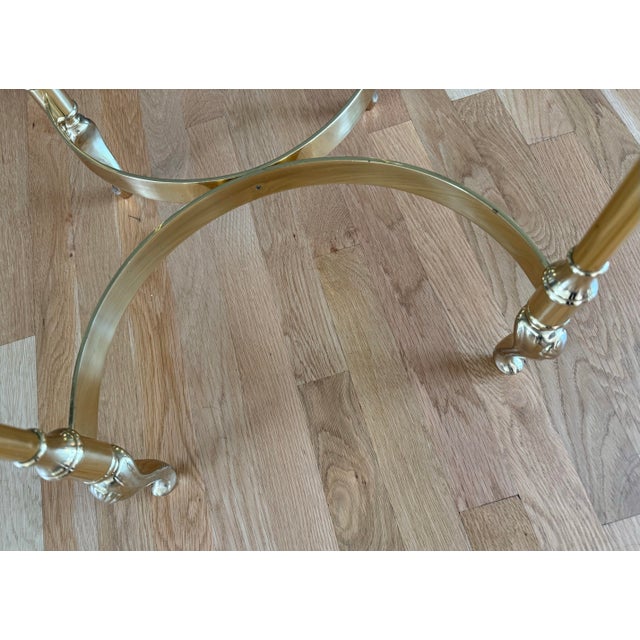 Brass Vintage French Style Brass and Glass Side Table For Sale - Image 8 of 9