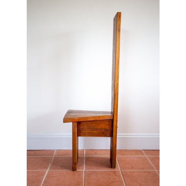 Wood Mid-Century Tall Brutalist Artisan Accent Chair in Wood, 1970s For Sale - Image 7 of 18