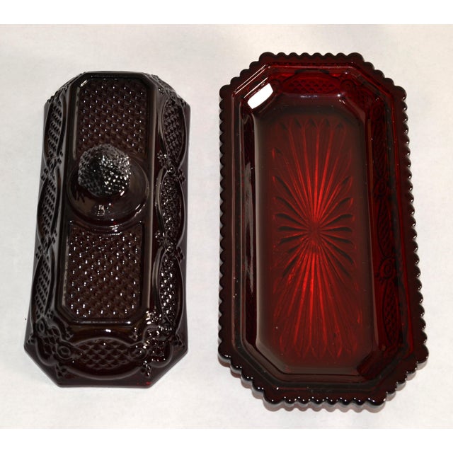 Vintage Avon the 1876 Cape Cod Collection Vintage Covered Red Glass Butter Dish For Sale - Image 12 of 18