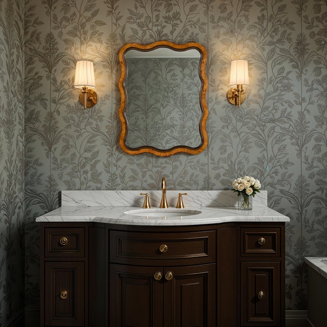 Cooper Classics x Park and Oak Arabella Wavy Burl Wall Mirror For Sale - Image 6 of 6