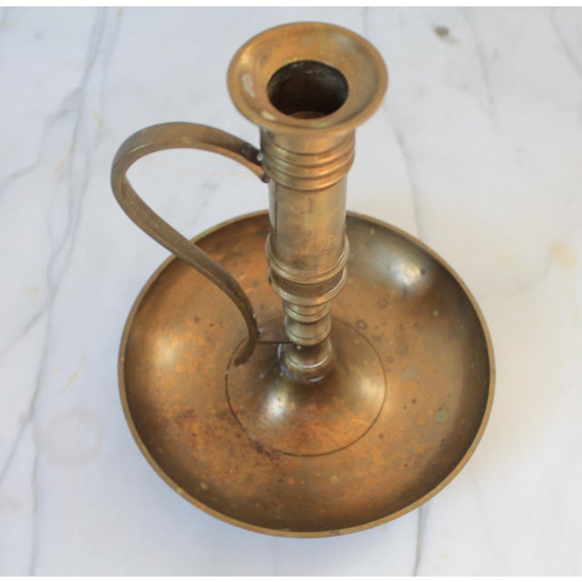 Vintage Brass Taper Candlestick Holder For Sale - Image 4 of 7