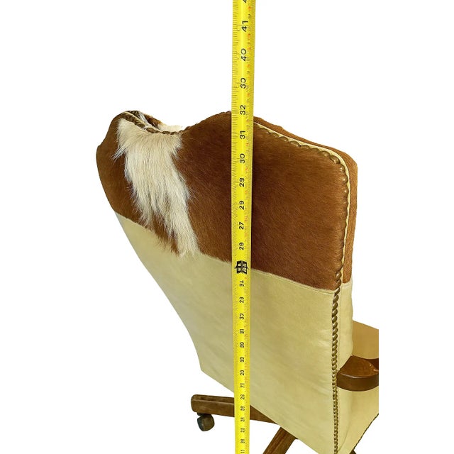 1980s Adjustable Late 20th Century Old Hickory Tannery” Cowhide & Leather Executive Desk Chair For Sale - Image 5 of 11