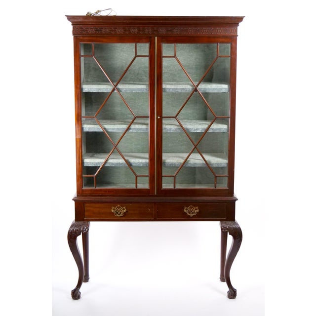 Chippendale Style 19th Century Mahogany Two-Part Bookcase Cabinet on Stand For Sale - Image 15 of 15