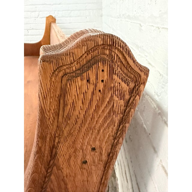 Antique Solid Wood Church Pew – Curved End Panels & High Back – Architectural Bench For Sale - Image 10 of 12