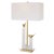 The Songbirds Table Lamp Displays Two Cast Brass Birds Counterpoised On A White Marble Sling Atop A Brushed Brass Plated...