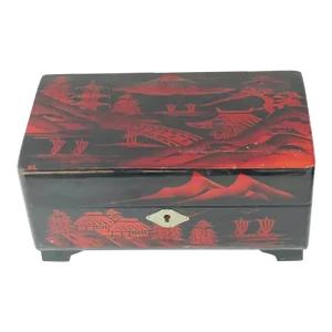 1950s Japanese Lacquered Wood Music Box With Movement