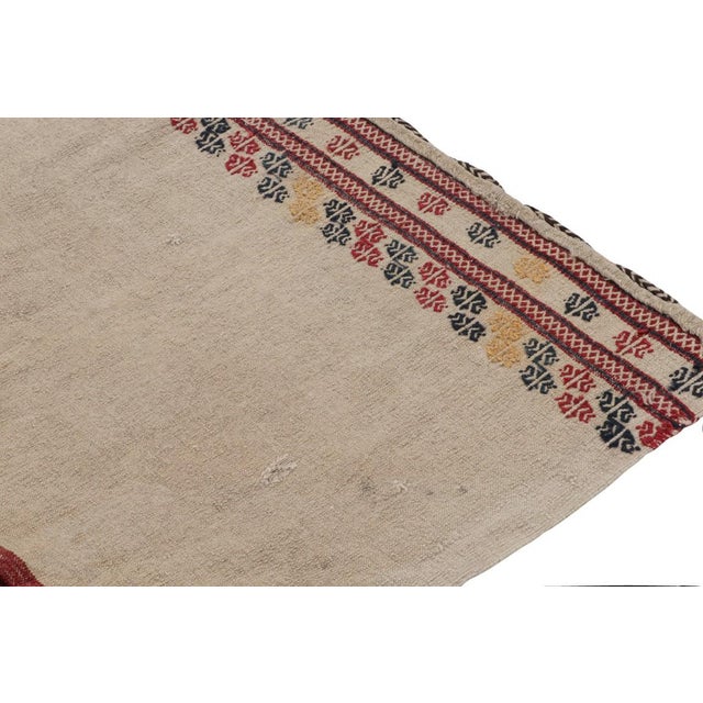 Late 18th Century Antique Russian Tribal Bag and Textile in Beige and Burgundy, From Rug & Kilim For Sale - Image 5 of 7