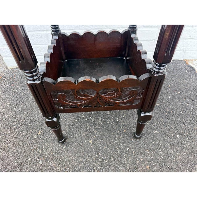 Wood Antique Victorian Eastlake-Style Parlor 2 Tier Side Table or Stand For Sale - Image 7 of 11