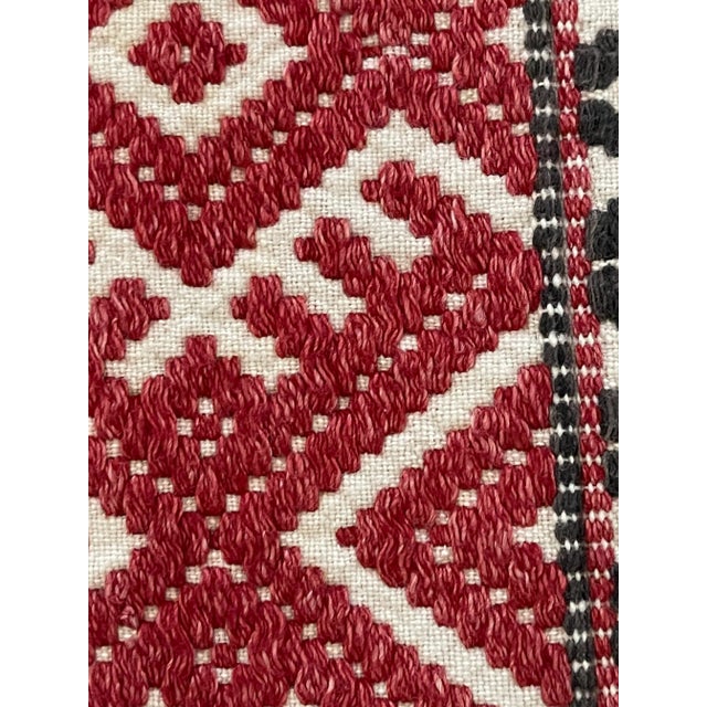 Red Gorgeous Antique Balkan EthnographicTextile- Handspun Embroidered Textile For Sale - Image 8 of 8