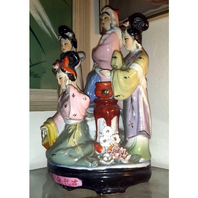 1920s 1920's Japanese Hand Painted Porcelain Figurine Geisha Musicians For Sale - Image 5 of 10