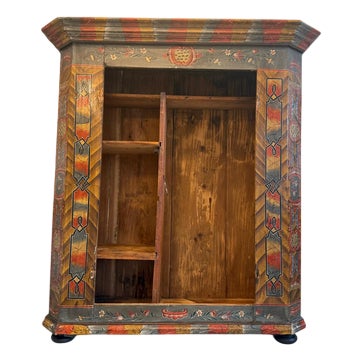 Tyrolean Farmhouse Hand-Painted Bookcase For Sale
