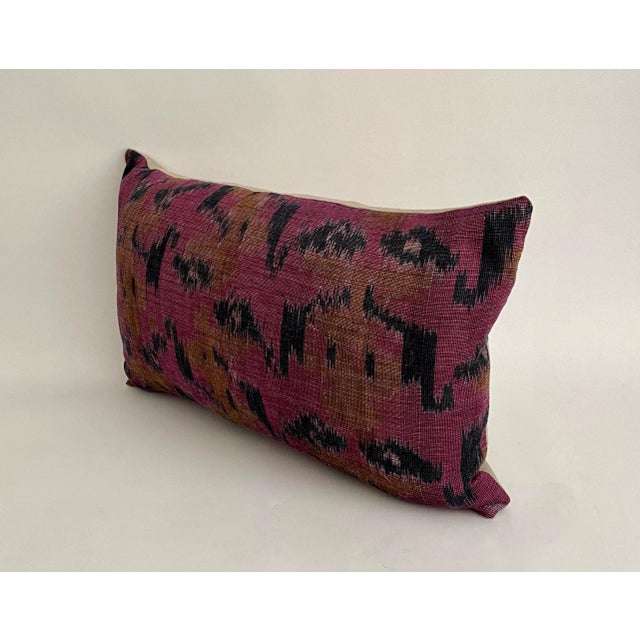 Tribal Tribal Handwoven Ikat & Linen Lumbar Pillow For Sale - Image 3 of 8