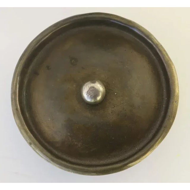 English Humidor, late 19th Century with perforated, tin-lined lid. Brass with copper bands and unique barrel shape....