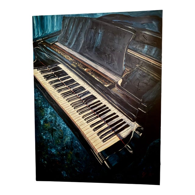 Expressionist Original Oil Painting of Piano For Sale