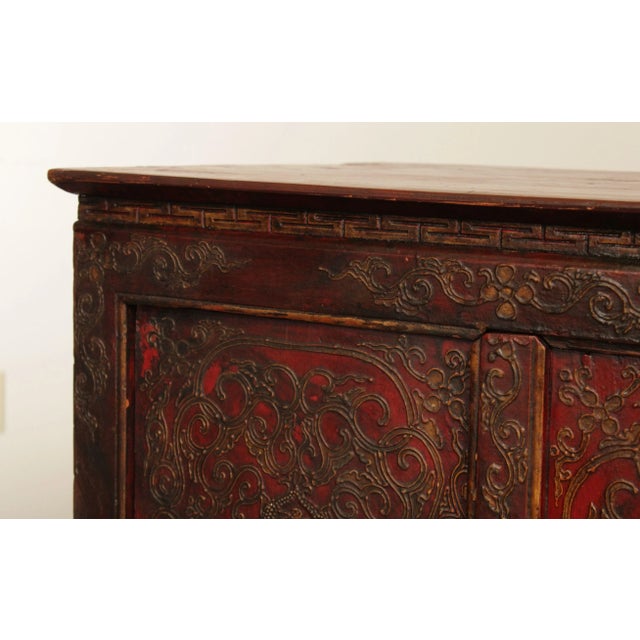 Brown 19th Century Tibetan Hand Painted Cabinet For Sale - Image 8 of 13