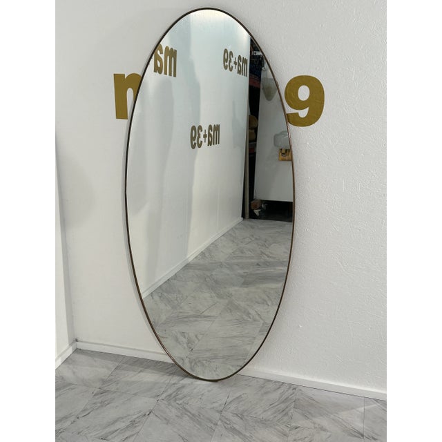Vintage Italian Oval Wall Mirror 1960s For Sale In Los Angeles - Image 6 of 9