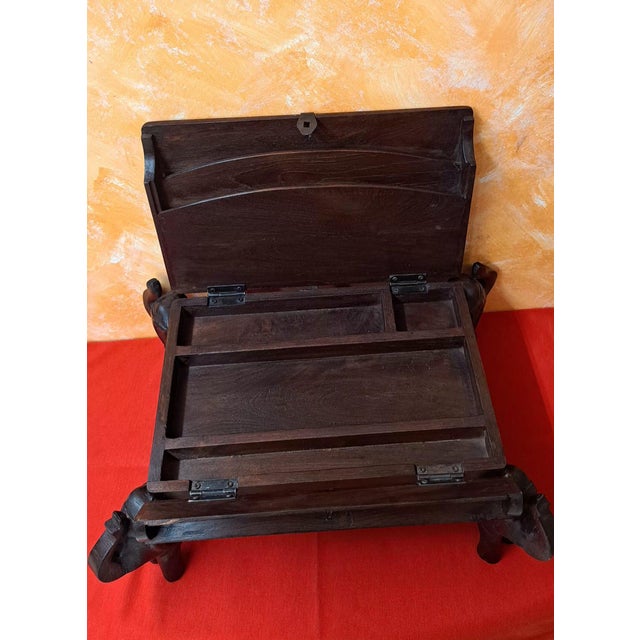 Brown Vintage Indian Secretary Box, 1985 For Sale - Image 8 of 11