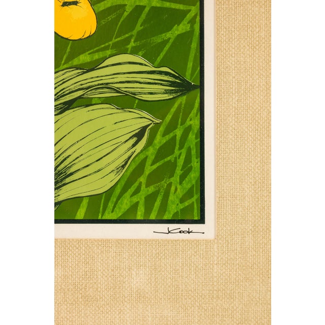 Mid-Century Modern Boho Chic 18/65 Framed & Signed Lithograph Print of a Lady's Slipper Orchid by John Cook, Usa, C. 1960s For Sale - Image 15 of 16