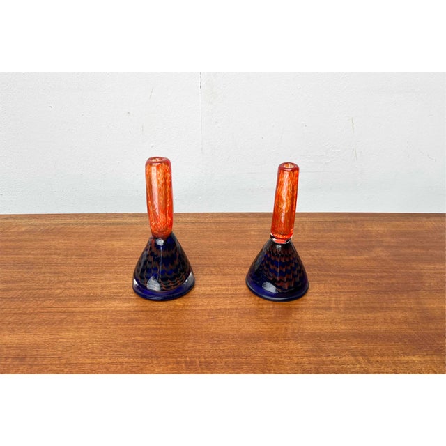 Vintage Art Glass Candleholders, Set of 2 For Sale - Image 4 of 14