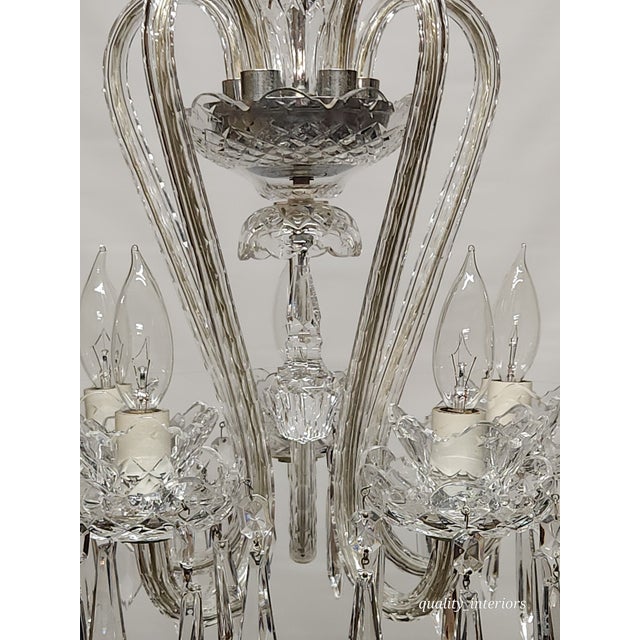 Vintage Waterford Fleur De Lis S Curved Cut Crystal 5 Arm 5 Light Chandelier For Sale In South Bend - Image 6 of 12
