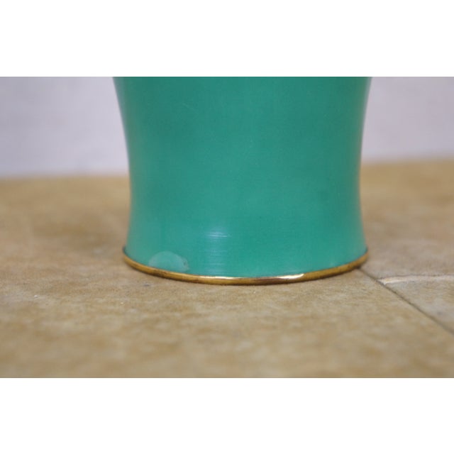 Antique Japanese Ando Jubei Celadon Wireless Cloisonne Vase Urn 10" For Sale - Image 6 of 13