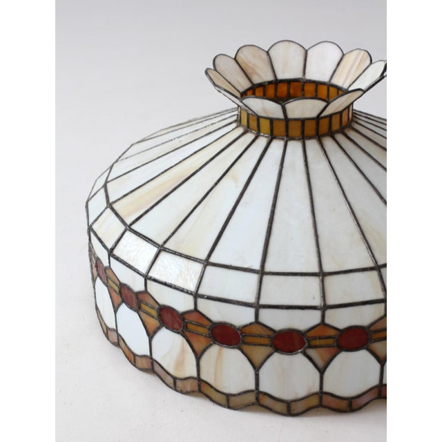 Glass Vintage Tiffany-Style Stained Glass Hanging Light Shade For Sale - Image 7 of 12