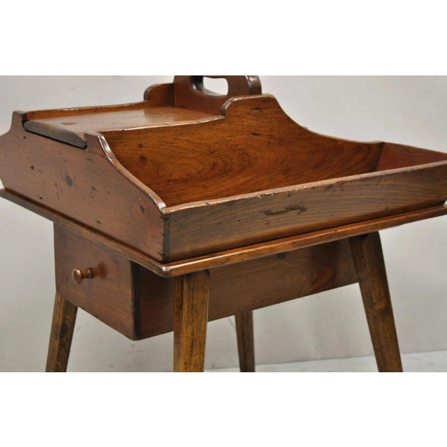 Vintage Pine Wood Primitive French Country Cobblers Work Stand Side Table For Sale - Image 12 of 12
