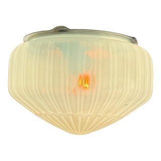 Art Deco Ceiling Lamp with Opaline Glass and Metal Mount, Czechoslovakia, 1960s For Sale