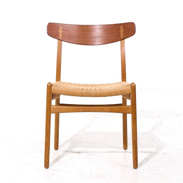 Mid 20th Century Hans Wegner for Carl Hansen & Son Ch23 Mid Century Danish Teak and Oak Dining Chairs - Pair For Sale - Image 5 of 12