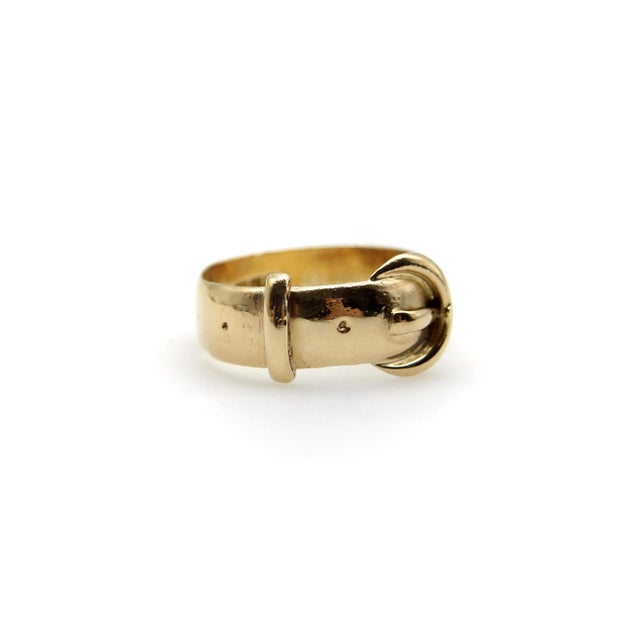 1910s Edwardian 18k Gold Buckle Ring Size 7.5 For Sale - Image 4 of 8