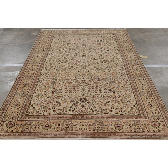 Traditional Vintage Kayseri Rug in Cream and Beige With Floral Patterns From Rug and Kilim For Sale - Image 3 of 9