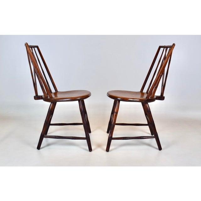 Mid-Century Birdcage Windsor Side Chairs, Handcrafted Walnut, Usa For Sale - Image 9 of 12