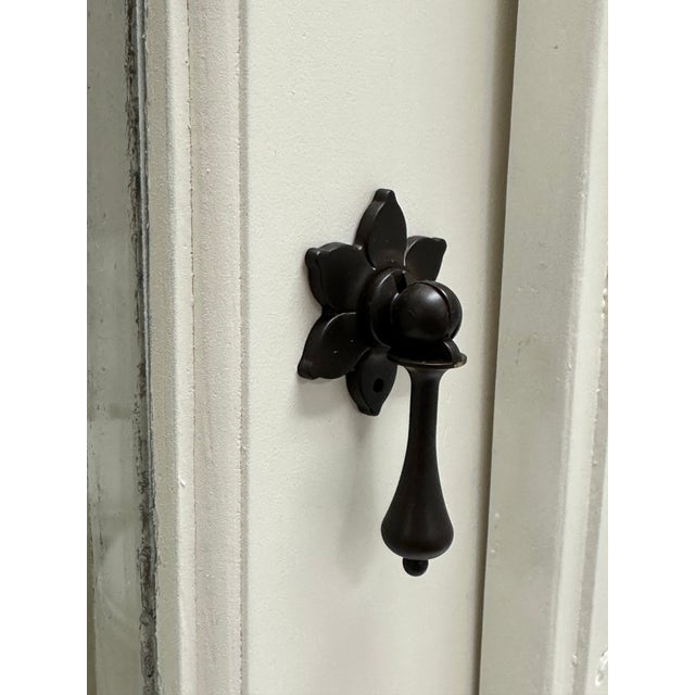 Vintage White Painted Hutch Cabinet With Glass Doors For Sale - Image 12 of 12