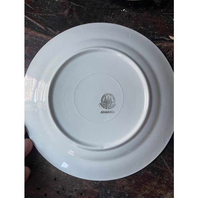 1970s 1970s Swedish Gefle Blue and White Polka Dot Plates in Amanita - Set of 6 For Sale - Image 5 of 10