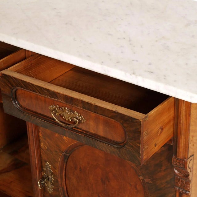 Antique Italian Biedermeier Cabinet with Carrara Marble Top For Sale - Image 3 of 5