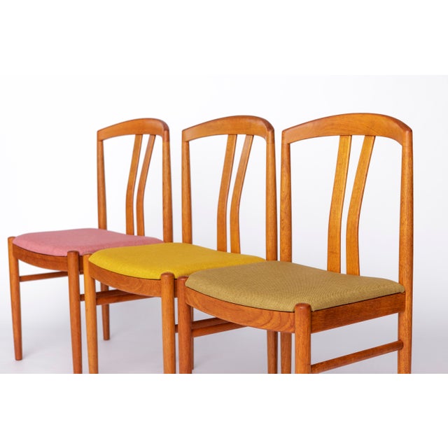 6 of 12 Carl Ekström Chairs Swedish Mid-Century Modern, Teak Dining Chairs, Newly Upholstered in Colorful Fabric, 1960s Vintage, 1970s, Set of 6 For Sale - Image 6 of 11
