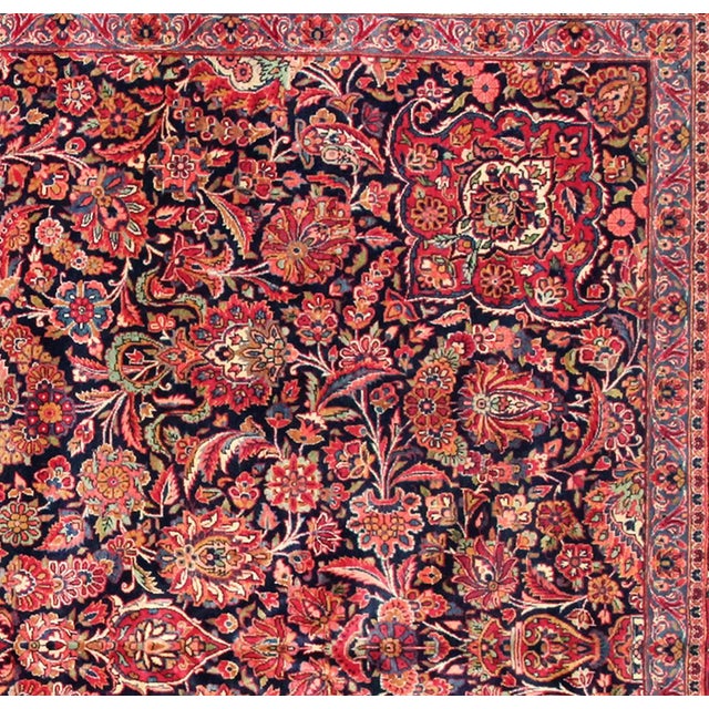 Red 1910 Antique Persian Kashan Dabir Oriental Carpet, with Medallion & Soft Colors For Sale - Image 8 of 8