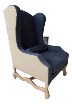 Restoration Hardware Wingback Chair in Navy Blue