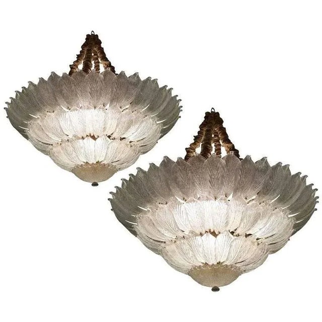 Gold Italian Murano Glass Ceiling Light or Flushmount For Sale - Image 8 of 11