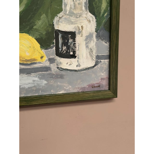 Mid-Century Modern Gilbert, Still Life with Lemons and Inkpot, 1950s, Oil on Panel, Framed For Sale - Image 3 of 15