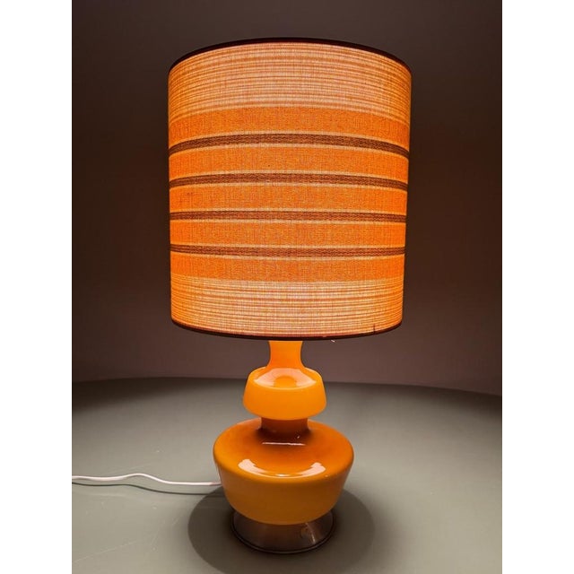 Mid-Century Ochre Yellow Opaline Glass Table Lamp with Shade from Glasfabriek De Rupel, Belgium, 1960s For Sale - Image 9 of 13