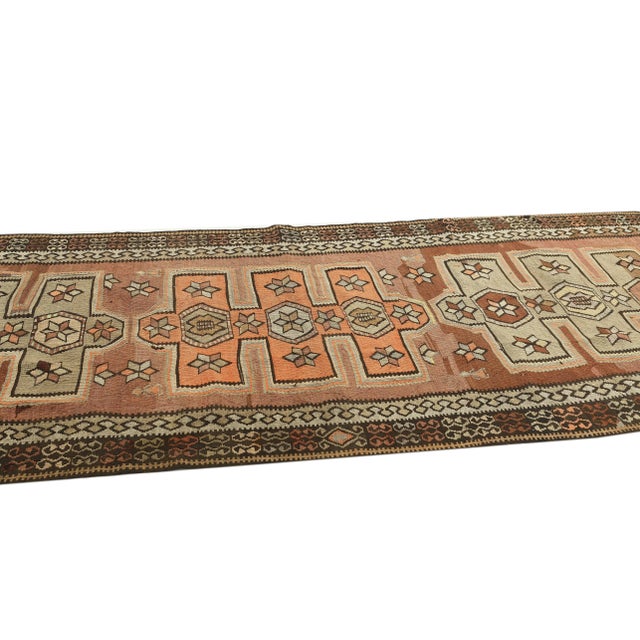 Mid 20th Century Vintage Decorative Kars Kilim Rug For Sale - Image 4 of 7