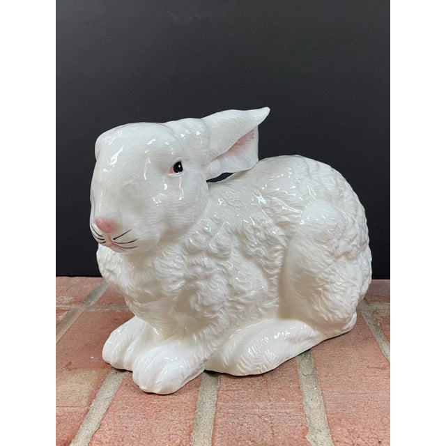 Late 20th Century Vintage Large Ceramic White Rabbit For Sale - Image 5 of 12