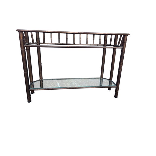 Late 20th Century Faux Bamboo Metal Console For Sale - Image 4 of 14
