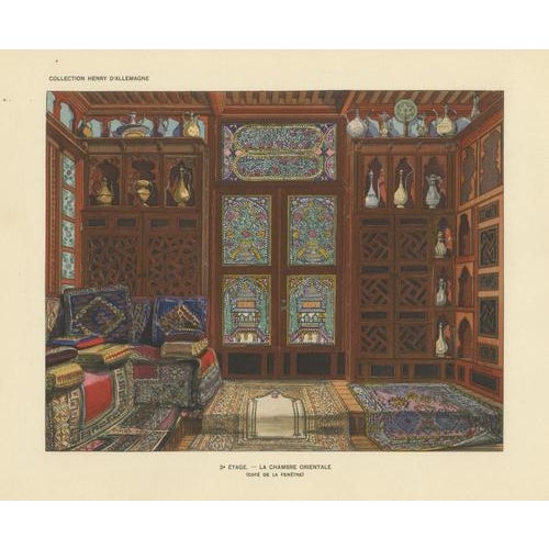 The Oriental Chamber: An Ottoman Interior of Textiles and Carved Wood, 1900s, Color Print For Sale - Image 3 of 9