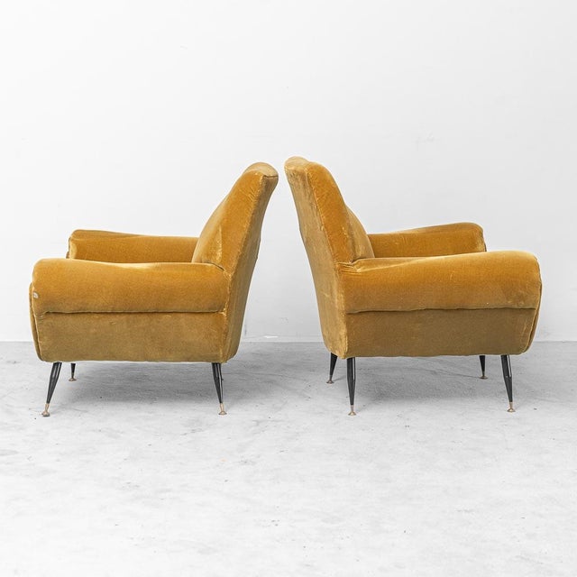 Velvet Armchairs by Gigi Radice, 1950s, Set of 2 For Sale - Image 9 of 11