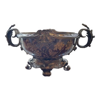 Vintage 1970s Castilian Brass and Porcelain Bowl For Sale