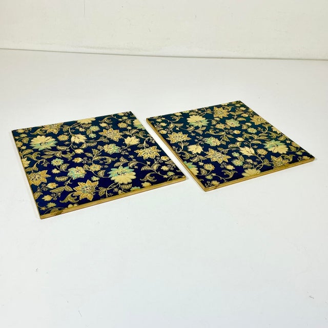 Chinoiserie 1980s Vintage Chinoiserie Hollywood Regency Boho Chic Trivets - Set of 2 For Sale - Image 3 of 9
